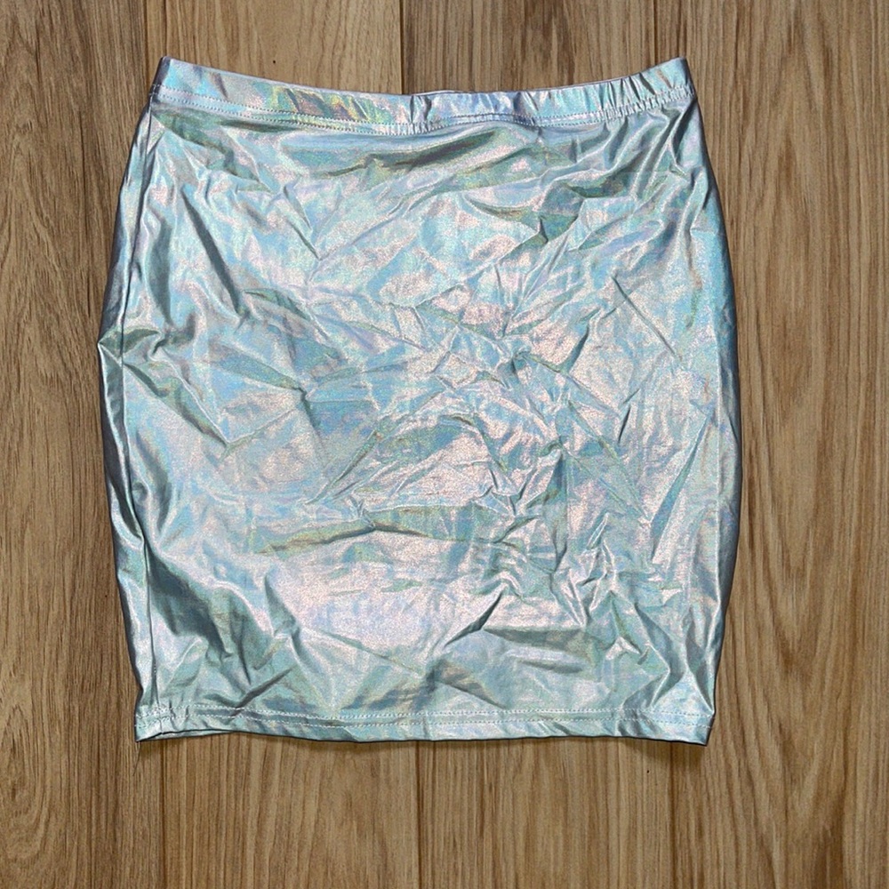 Silver Iridescent Skirt & Matching Crop Top